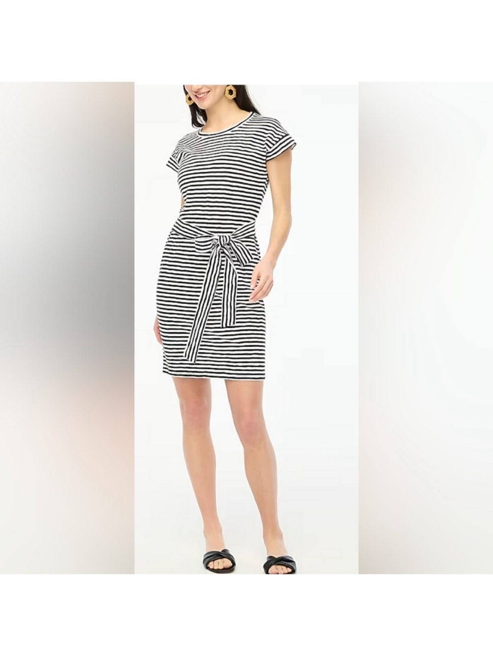 J. Crew Factory Striped Tie-Waist T-Shirt Dress